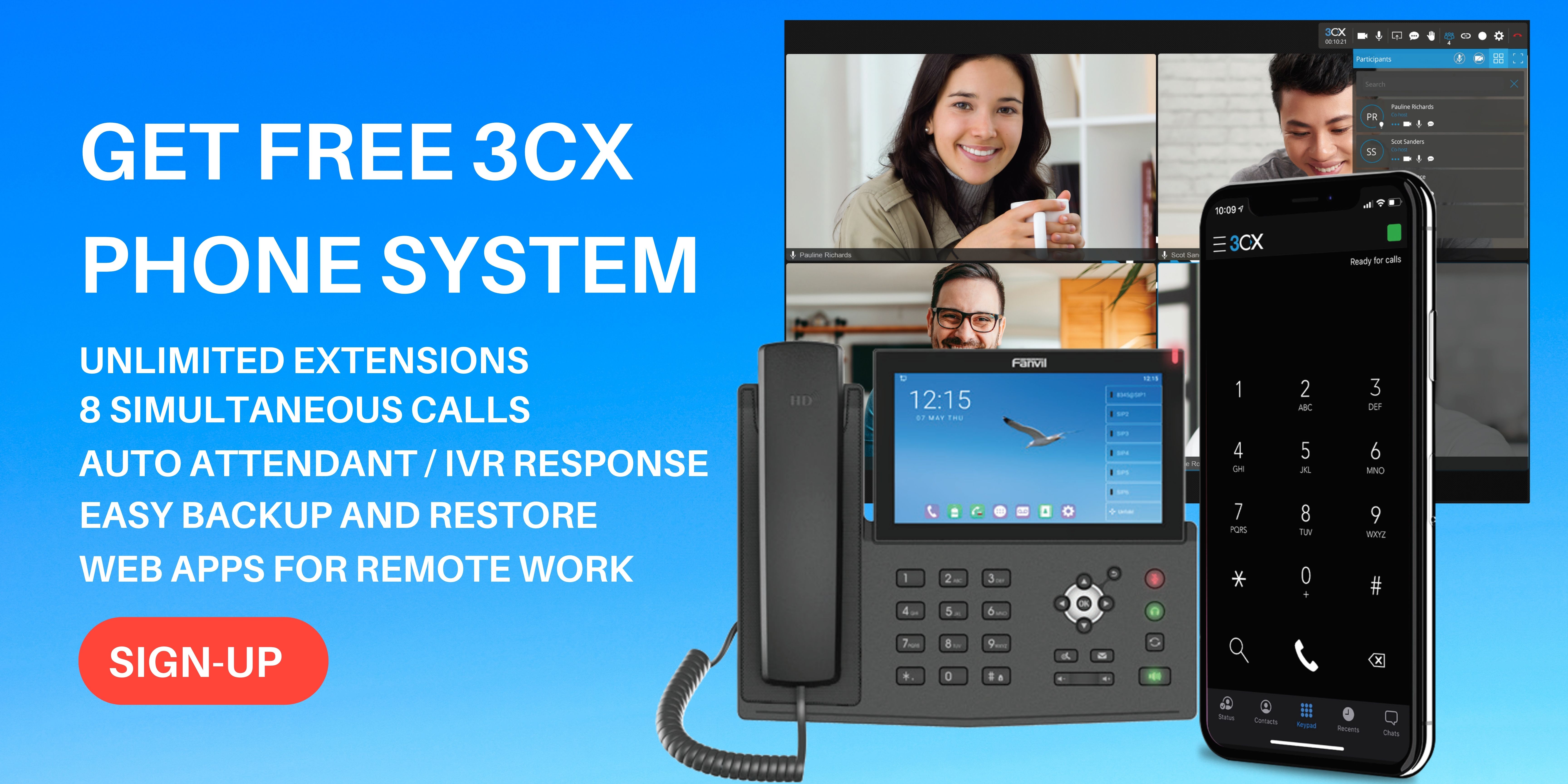 3CX phone system free for 1 year offer