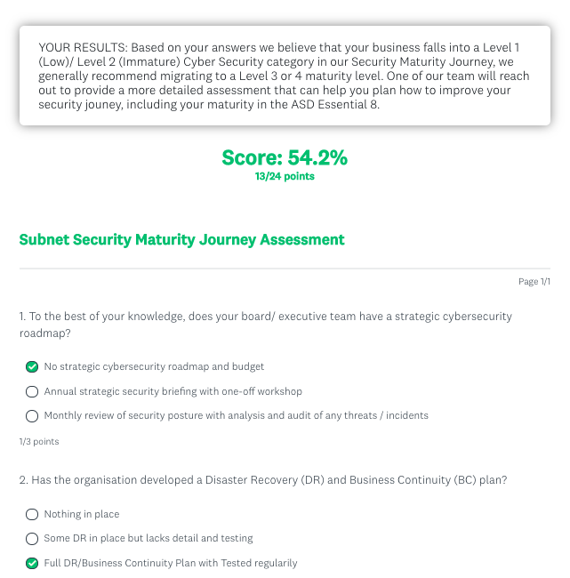 Subnet Maturity Journey - Representational result